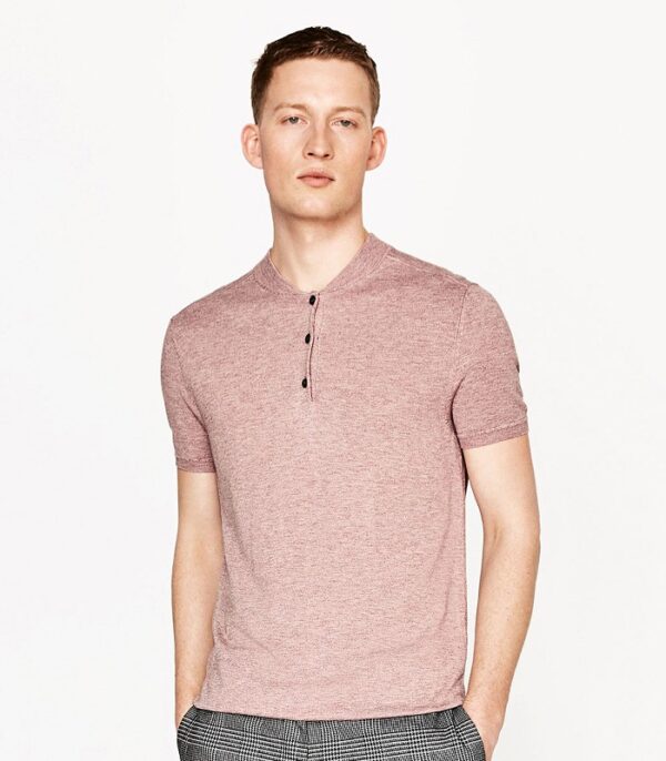 Men’s Light Maroon Henley T-Shirt – Casual, Cool & Smart Fit